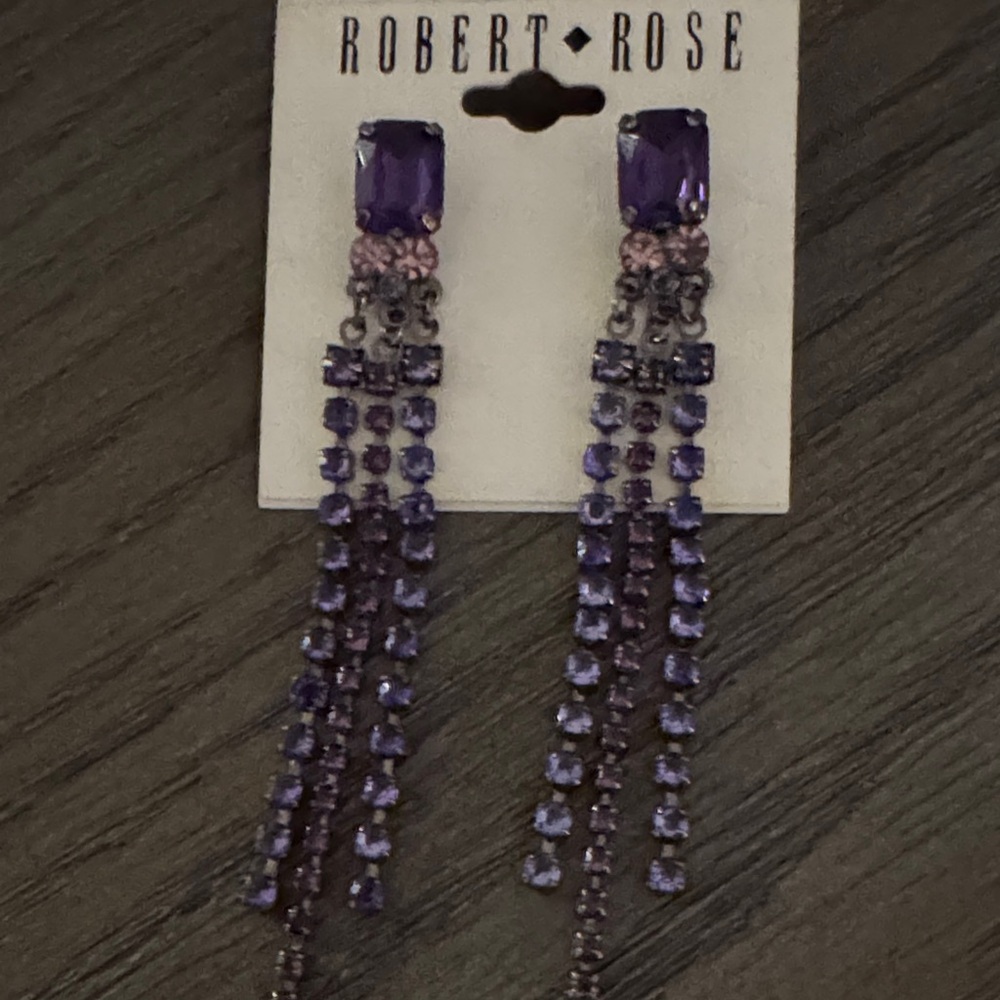 Robert Rose Lavender Crystal Earrings